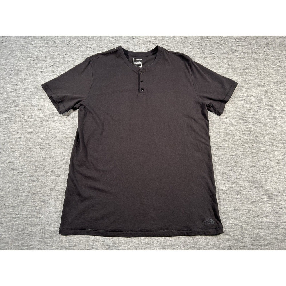 The North Face Henley Shirt Mens Large Black Short Sleeve Embroidered Logo